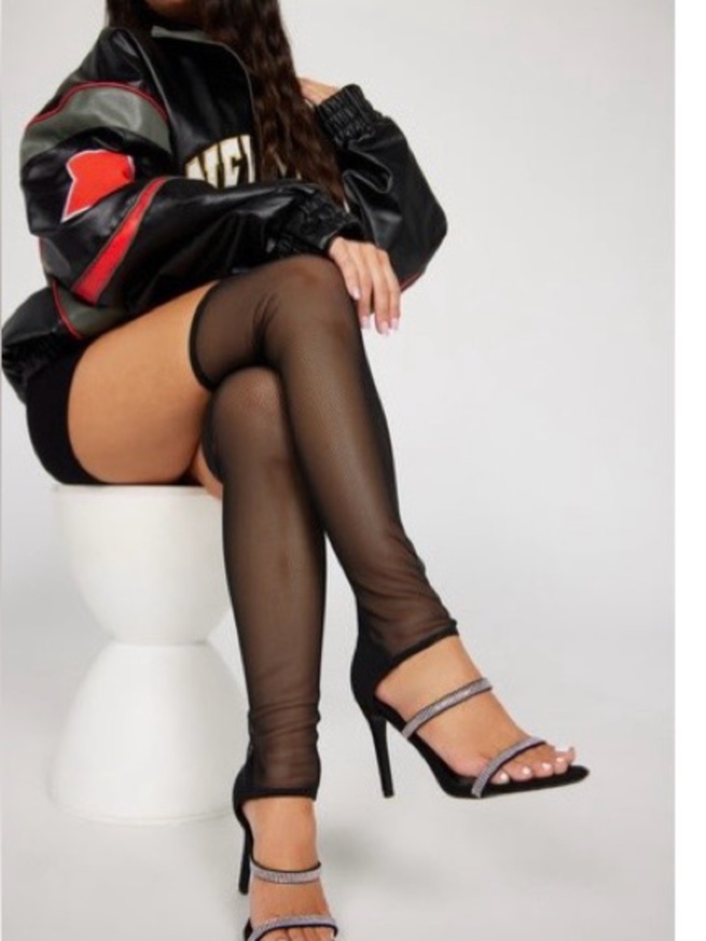 Mata Shoes Black Rhinestone Strap Heeled Sandals